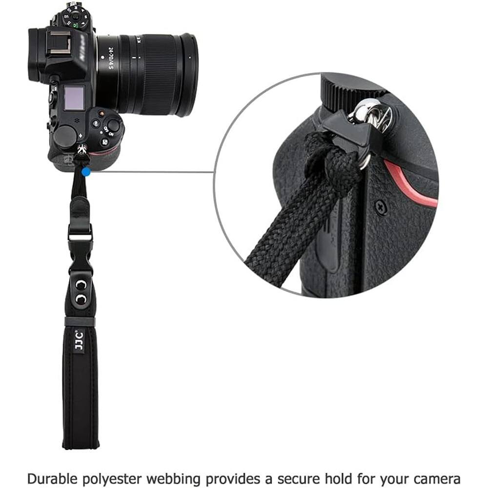 Durable polyester webbing provides a secure hold for your camera