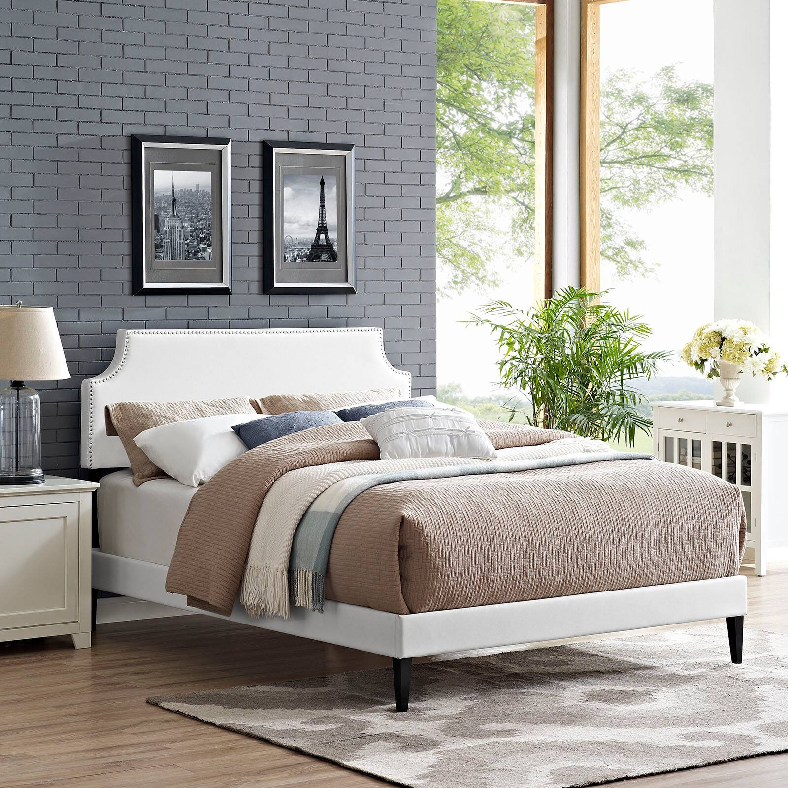 Alt View 2. Modway - Maisie Stainless Steel Queen Bed Frame - White.