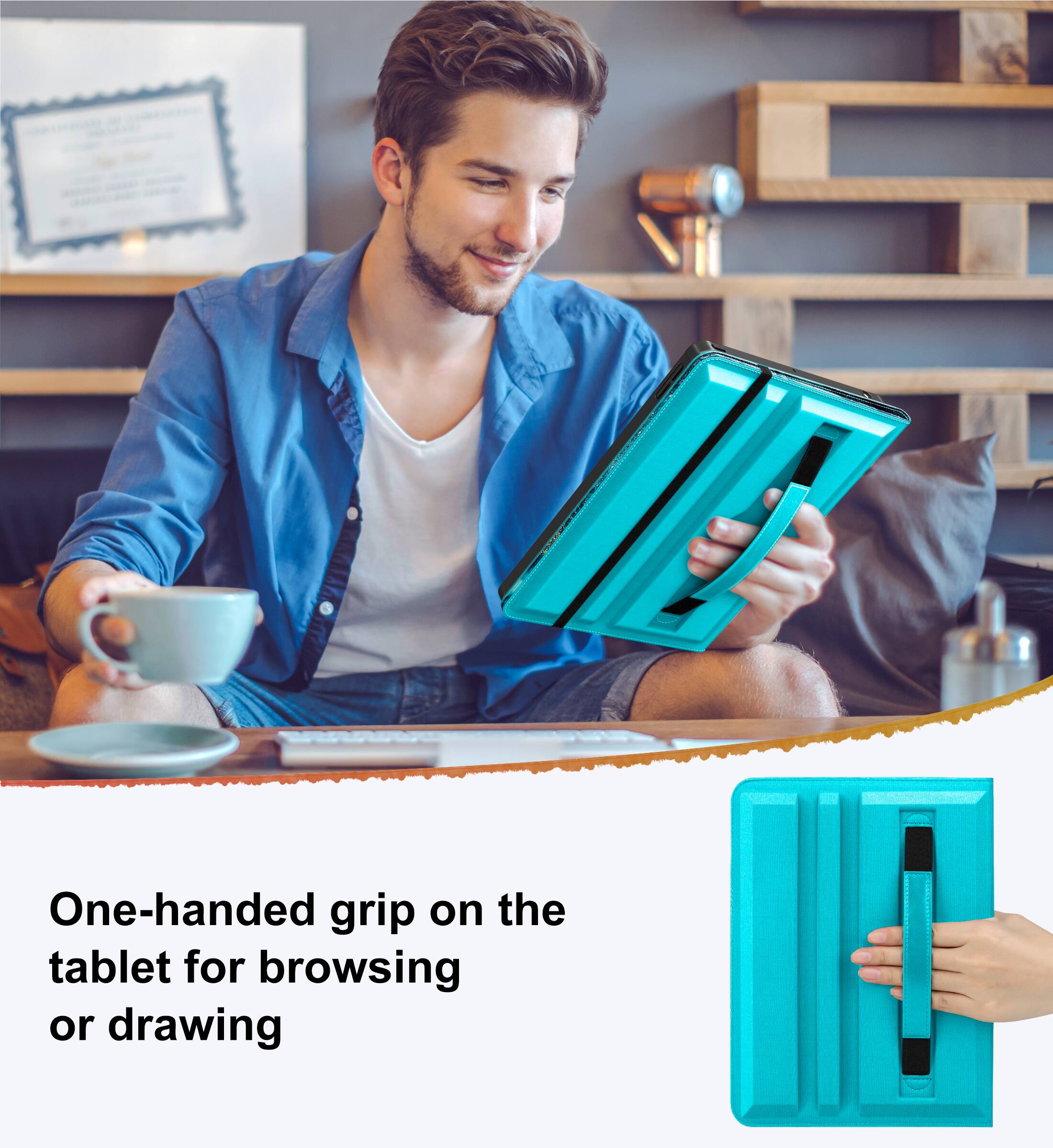 One-handed grip on the tablet for browsing or drawing