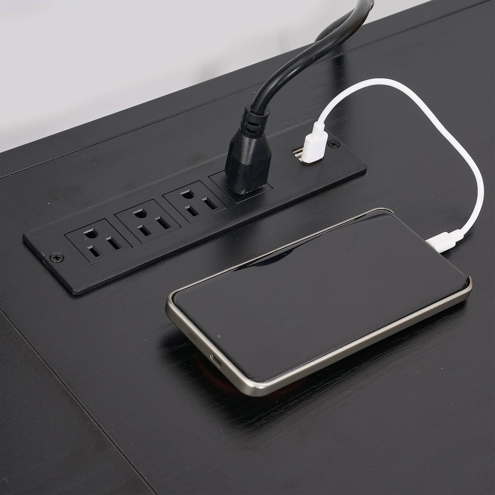 Left. Vecelo - 71" TV Stand with Mount&Power Outlets for 80 Inch TVs, MDF and Metal Frame Storage Console, Universal TV Stand - 63"Black.