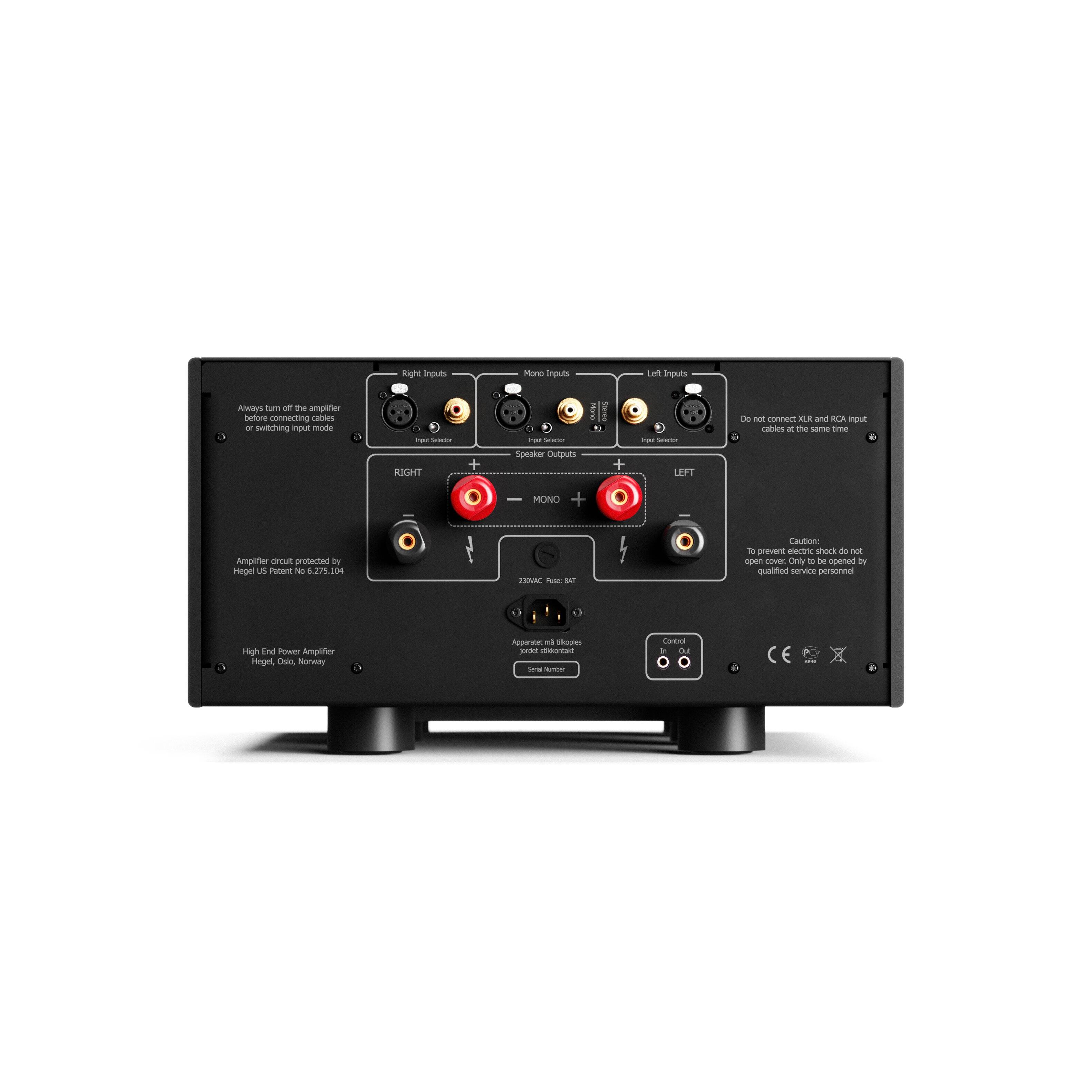 The text on the image reads:

"Rght inputa Pon inputs ef -io AO tum of the amplifer beflore connecting cables a switching input morke - - - - 1 - - dO  connent  and RA input cables - te -m -e KIGHT + Seeakum Cutour EFT MONO + Amplter cimut protectied  Heger Us Patent N 4.275.304 TAr - M Ca is preovent nc sos - - open - CHil to be opened by Qqualified servire persone Fagh the Power Amotiter soge, Oslo Norway -goc - - - - Seca - -s - DE E : A"

The text is a mixture of different sentences and phrases, but it appears to be a description of the device, its features, and its usage. It is not possible to group the text into a single coherent paragraph, but the sentences can be understood individually.