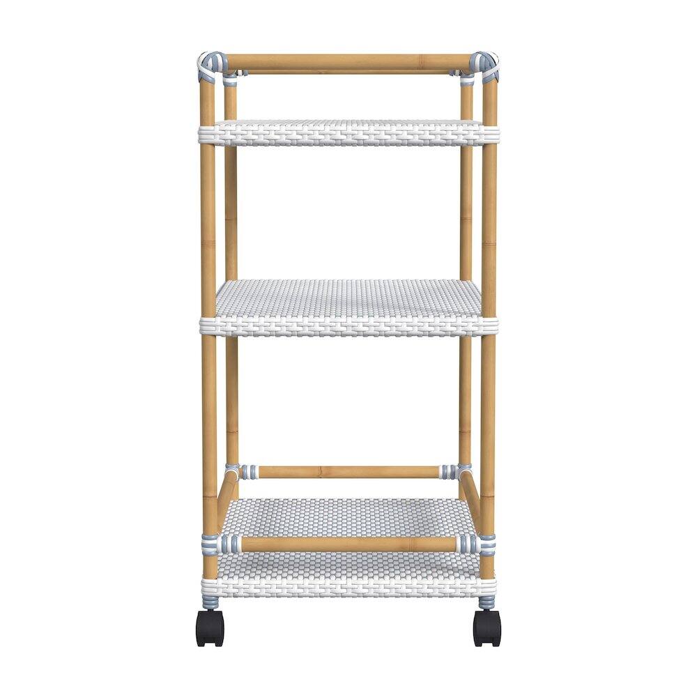 Angle. Butler Specialty - Tobias 24 in. W Outdoor Rattan and Metal 3 Tier Bar Cart - Baby Blue.