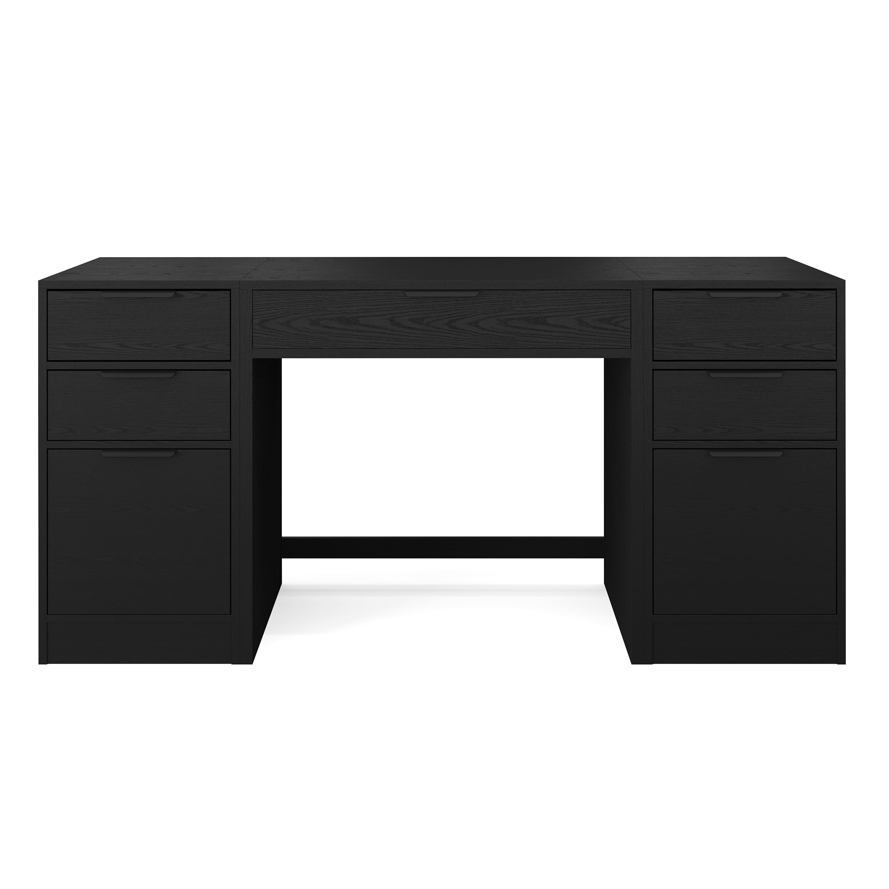 Martha Stewart - Kayden Modular 1 Drawer Desk & Dual 3 Drawer File Cabinets - Black