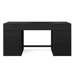 Martha Stewart - Kayden Modular 1 Drawer Desk & Dual 3 Drawer File Cabinets - Black