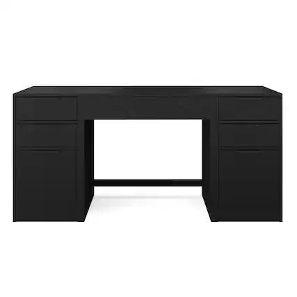 Front. Martha Stewart - Kayden Modular 1 Drawer Desk & Dual 3 Drawer File Cabinets - Black.