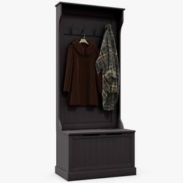 Loheer - 28 inch entryway hall tree, 3-in-1 mudroom organizer, storage bench with coat rack - Black