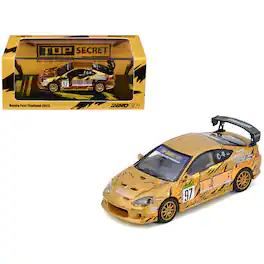 Honda Integra Type R (DC5) RHD #97 "Top Secret Thailand" Gold Metallic w/ Graphics 1/64 Diecast Model Car by Inno Models