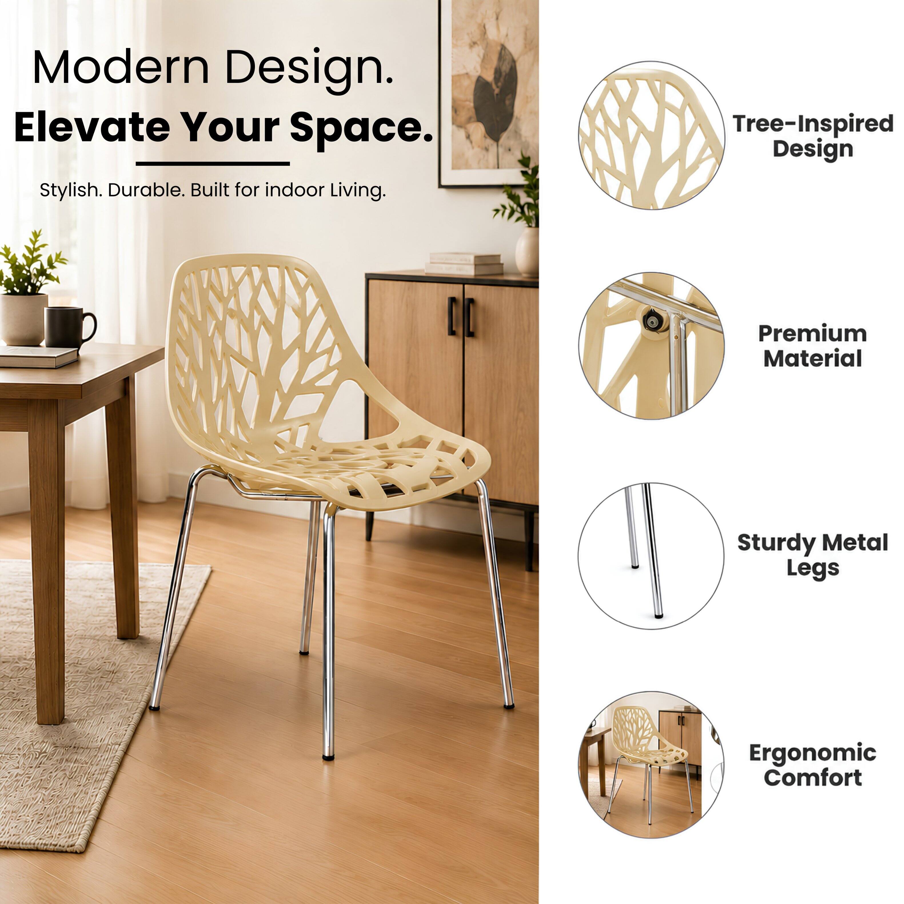 Modern Design. Elevate Your Space. Stylish. Durable. Built for indoor Living. Tree-Inspired Design. Premium Material. Sturdy Metal Legs. Ergonomic Comfort.