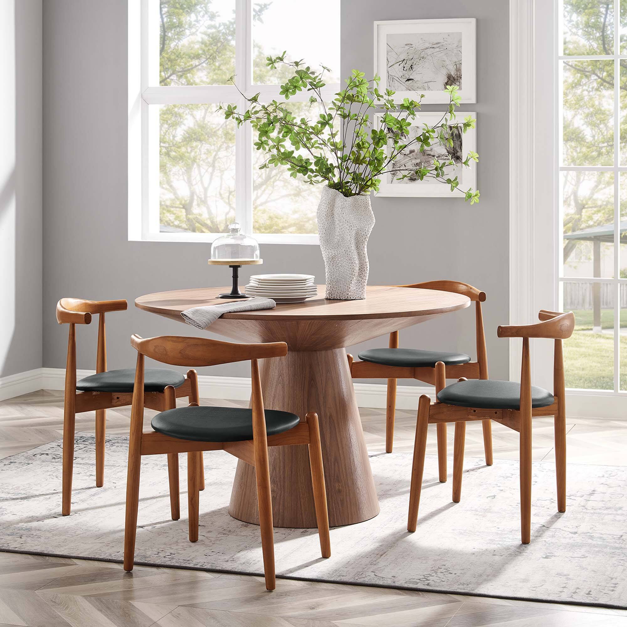 Stalwart Dining Side Chairs Set of 4 by Modway - Dark Walnut Black