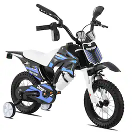JOYSTAR - Thunderbolt 12" Motocross Style Kids Bike for Ages 2-4 Boys Girls, Children Bicycle with Training Wheels - Blue