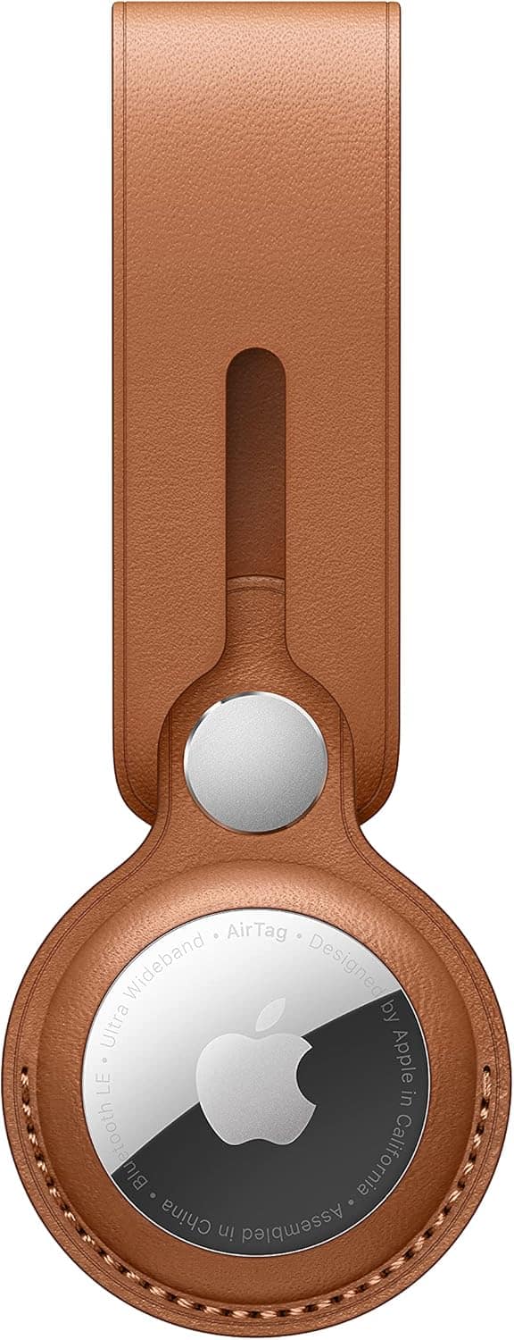 Apple - AirTag Case Leather Loop - Saddle Brown
