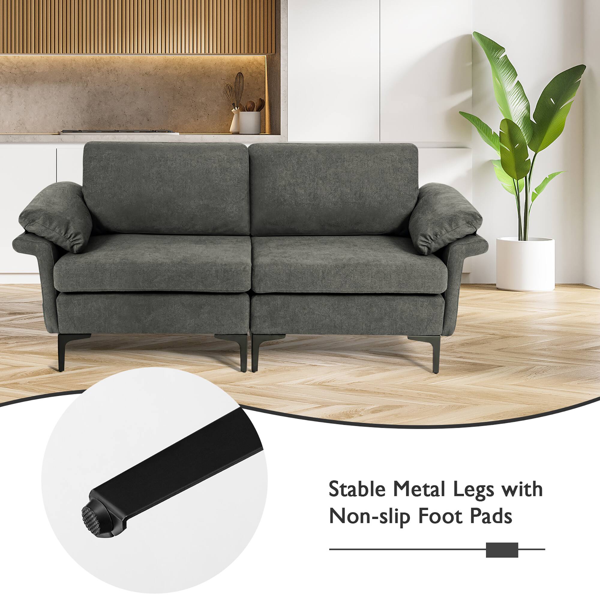 Stable Metal Legs with Non-slip Foot Pads