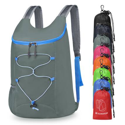 Front. Unique Bargains - 20L Hiking-Daypack Lightweight Foldable Travel Packable Backpack for Camping Cycling Outdoor - Gray.