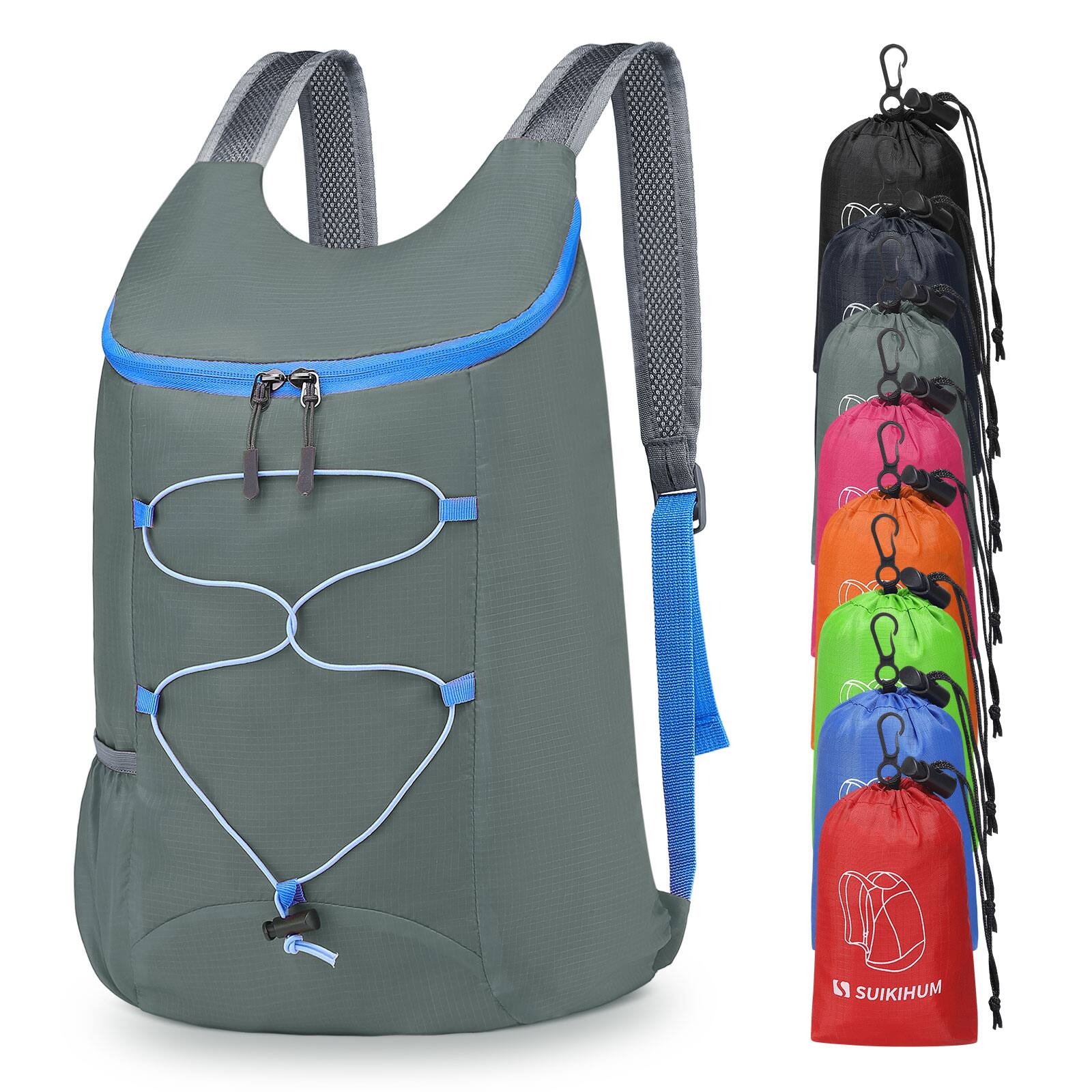 Front. Unique Bargains - 20L Hiking-Daypack Lightweight Foldable Travel Packable Backpack for Camping Cycling Outdoor - Gray.