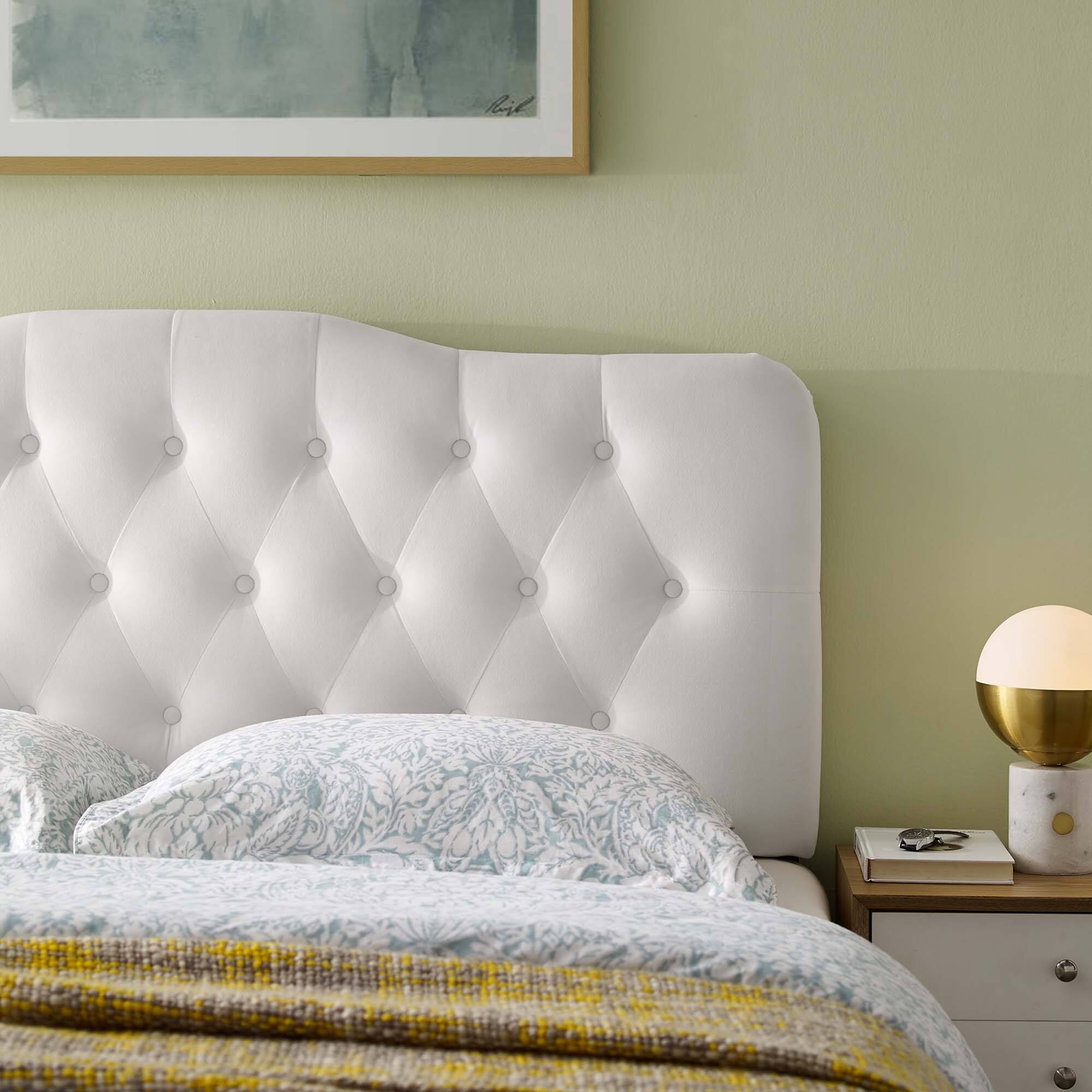 Alt View 3. Modway - Annabel Diamond Tufted Performance Velvet Queen Headboard by Modway - White.
