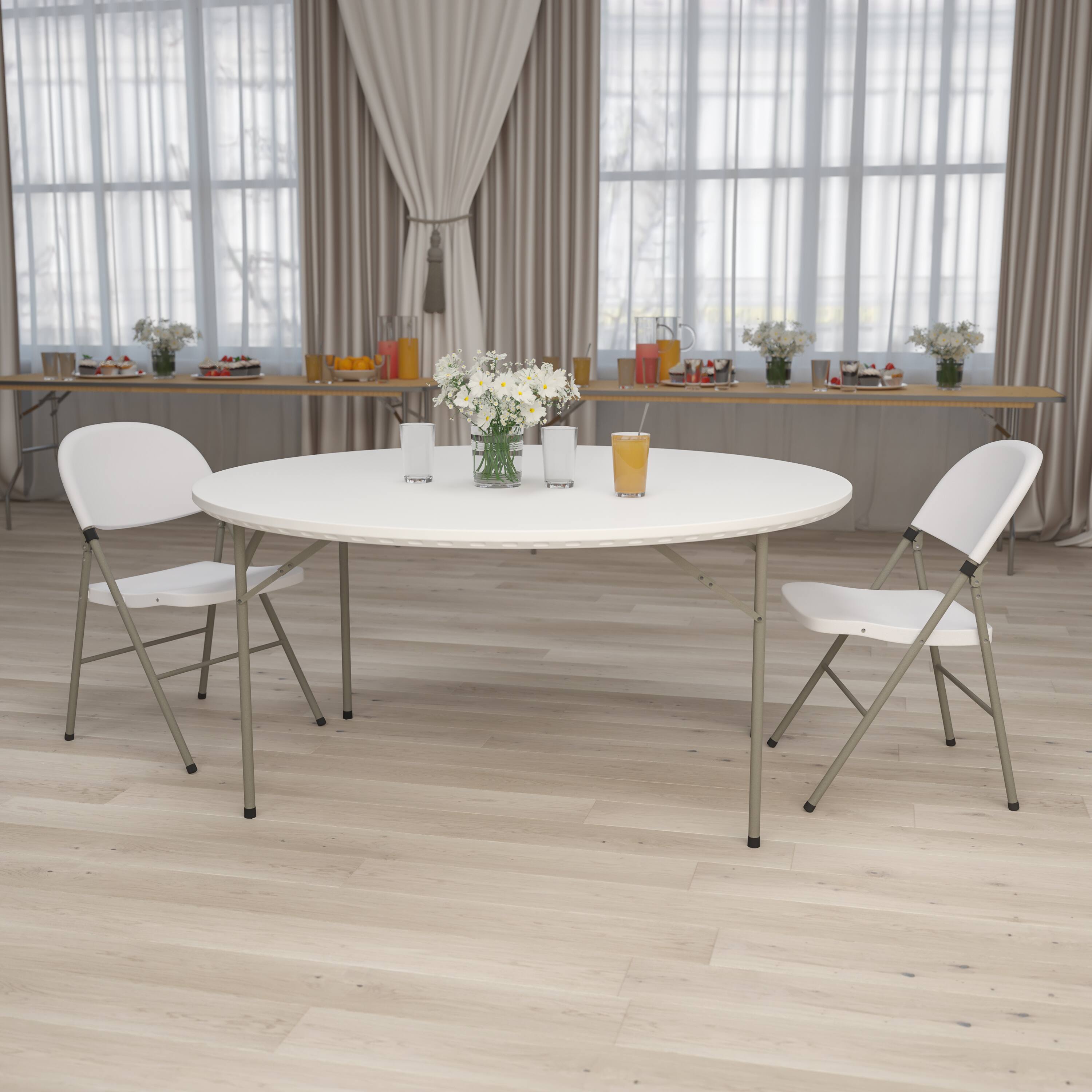 Alt View 11. Alamont Home - Kathryn 5-Foot Round Granite White Plastic Folding Table - Banquet / Event Folding Table - Granite White.