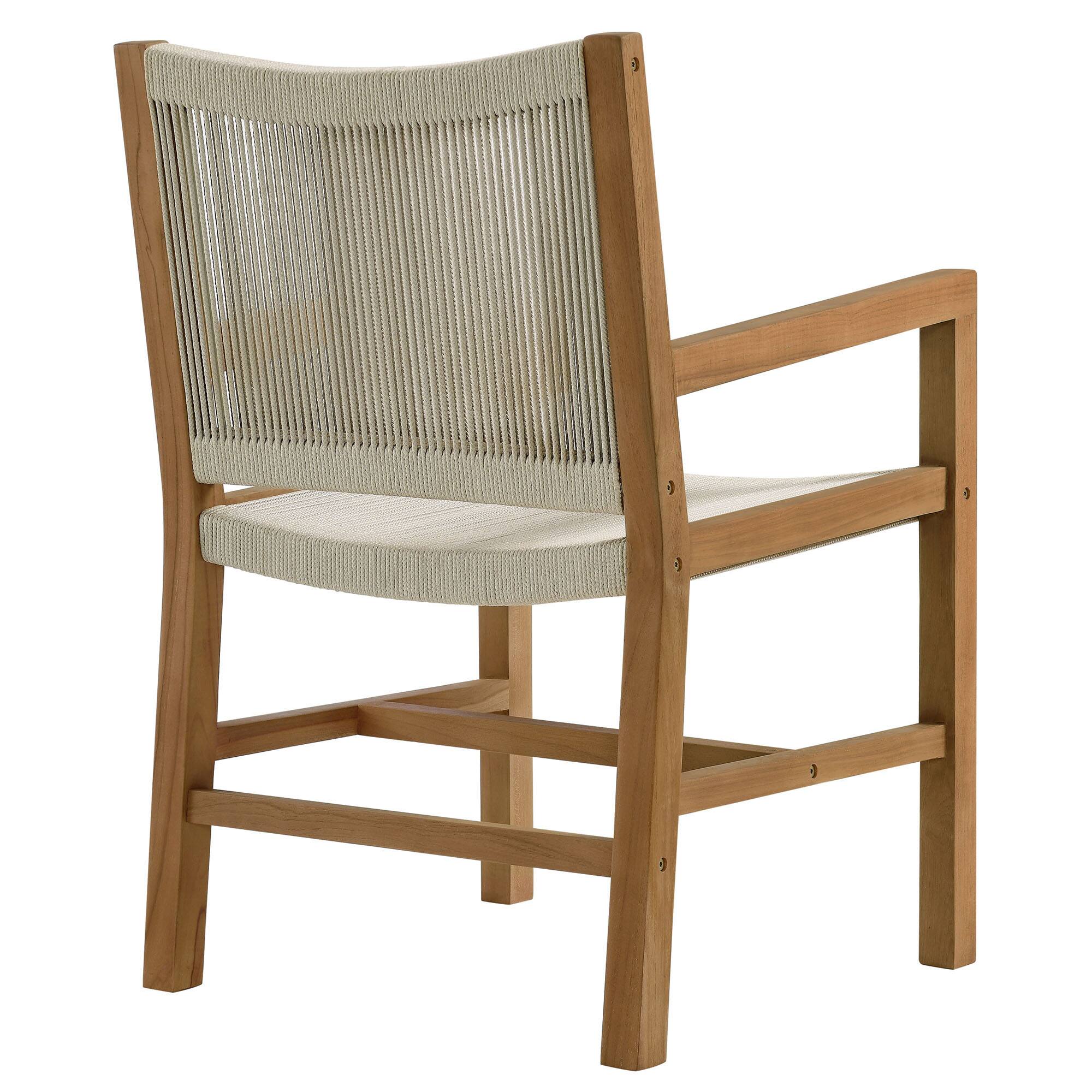 Alt View 4. Modway - Vienna Outdoor Patio Teak and Rope Dining Armchairs Set of 2 by Modway - Natural Natural.