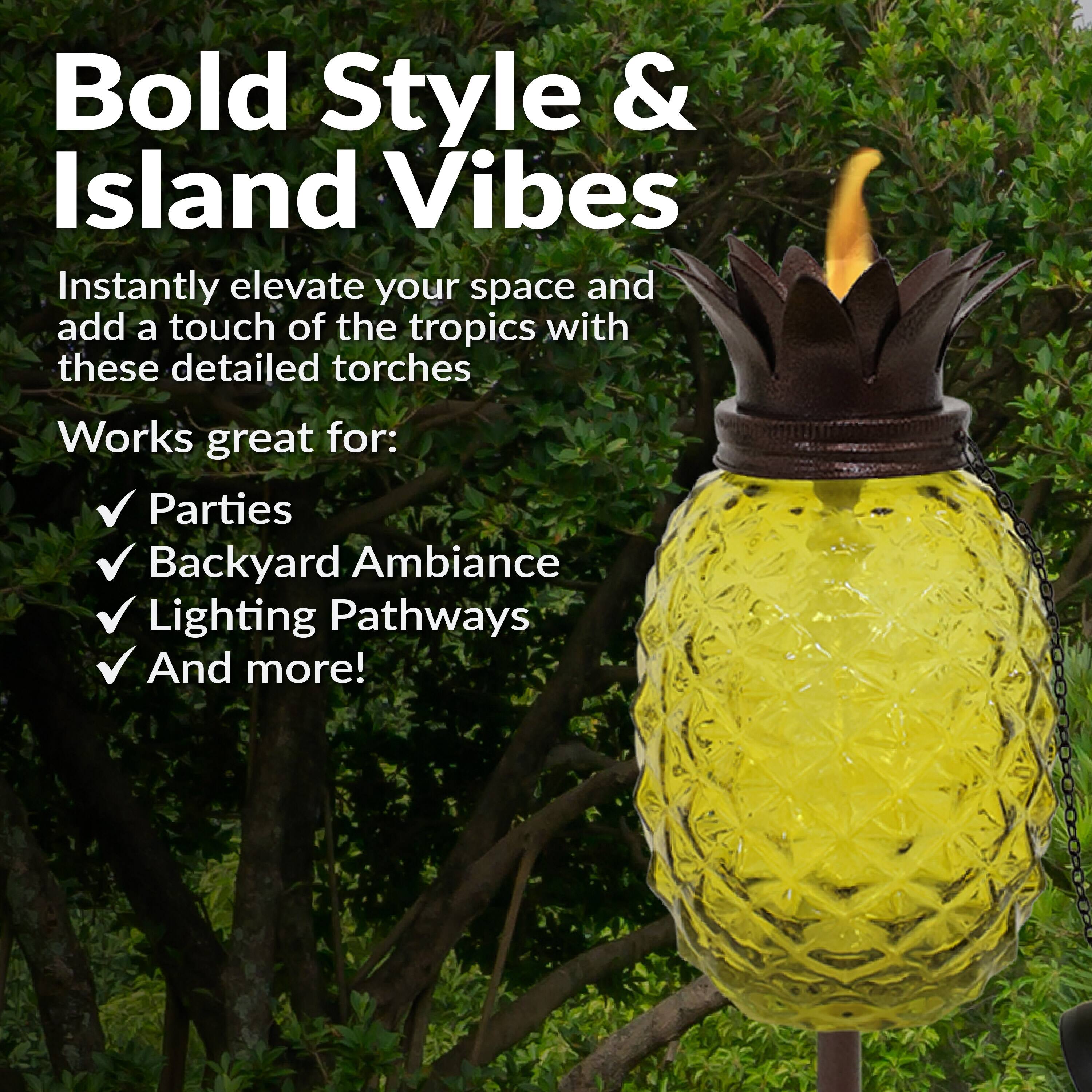 Bold Style & Island Vibes

Instantly elevate your space and add a touch of the tropics with these detailed torches

Works great for:
- Parties
- Backyard Ambiance
- Lighting Pathways
- And more!