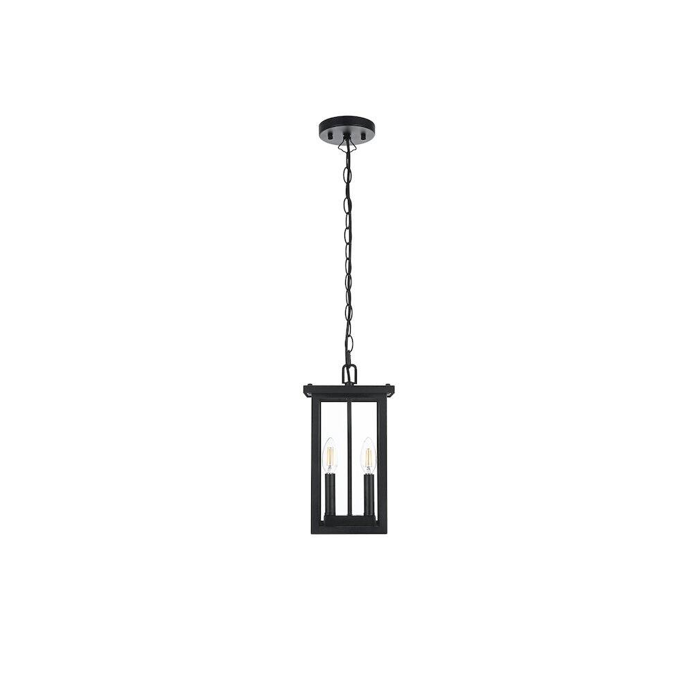 Back. Elegant Lighting - Venango 7 inch Outdoor Pendant in Black - Black.