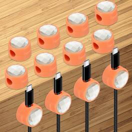 Unique Bargains - 12pcs Magnetic Spring Desk Cable Management Clips Adhesive Cord Holder Keeper for Office Desktop Wall Car - Orange