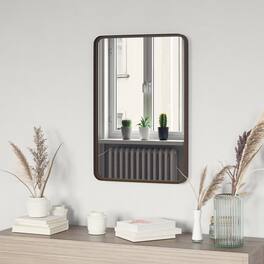Emma + Oliver - Afsin Wall Mirror with Silver Backed Glass for Clarity for Entryways, Bathrooms & More - Brushed Bronze