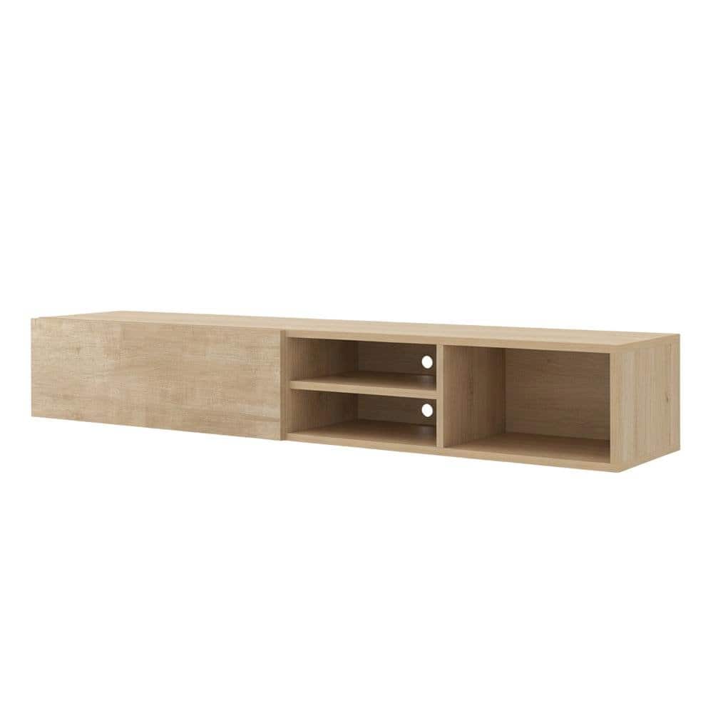FurniFact - Floating TV Stand with Oak Finish and Open Shelves for Modern Living - Gray price history on PriceWatchPro