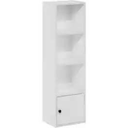 FurniFact - Wooden Book Shelf with Wooden Shelves and Lower Cabinet for Storage - White