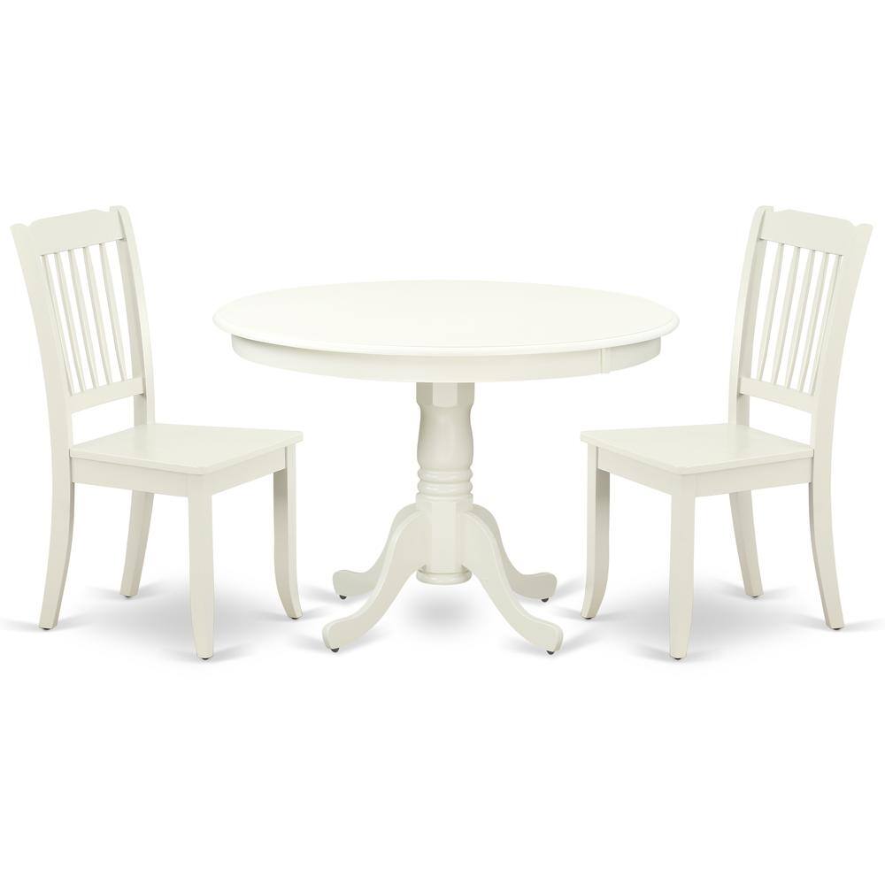 Back. East West Furniture - Dining Room Set Linen White - Brown.