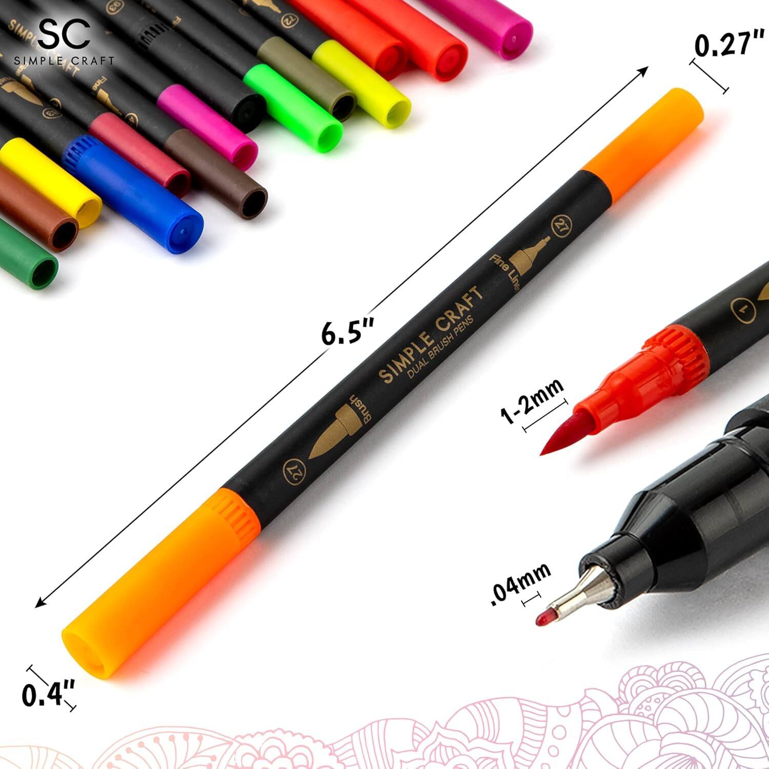 93 SIMP SC SIMPLE CRAFT Fine 72 0.27" MII 27 Fine Line 6.5" CRAFT PENS SIMPLE BRUSH DUAL Brush 1-2mm 27 TILII .04mm

- 6.5" (length of the pen)
- 0.27" (width of the pen)
- 0.4" (width of the cap)
- 1-2mm (brush tip size)
- .04mm (fine line tip size)