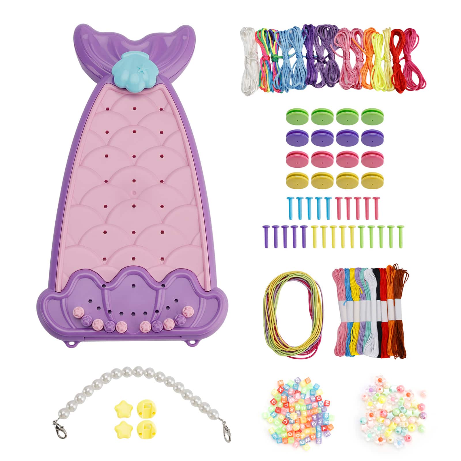 Topteng - Bracelet Making Kit for Kids - Create 8 Bracelets, Complete DIY Craft Set, Pink, Perfect Gift - Purple