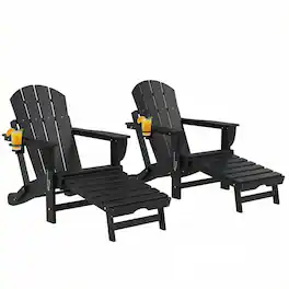 Homcom - Folding Adirondack Chair Set of 2 - Black