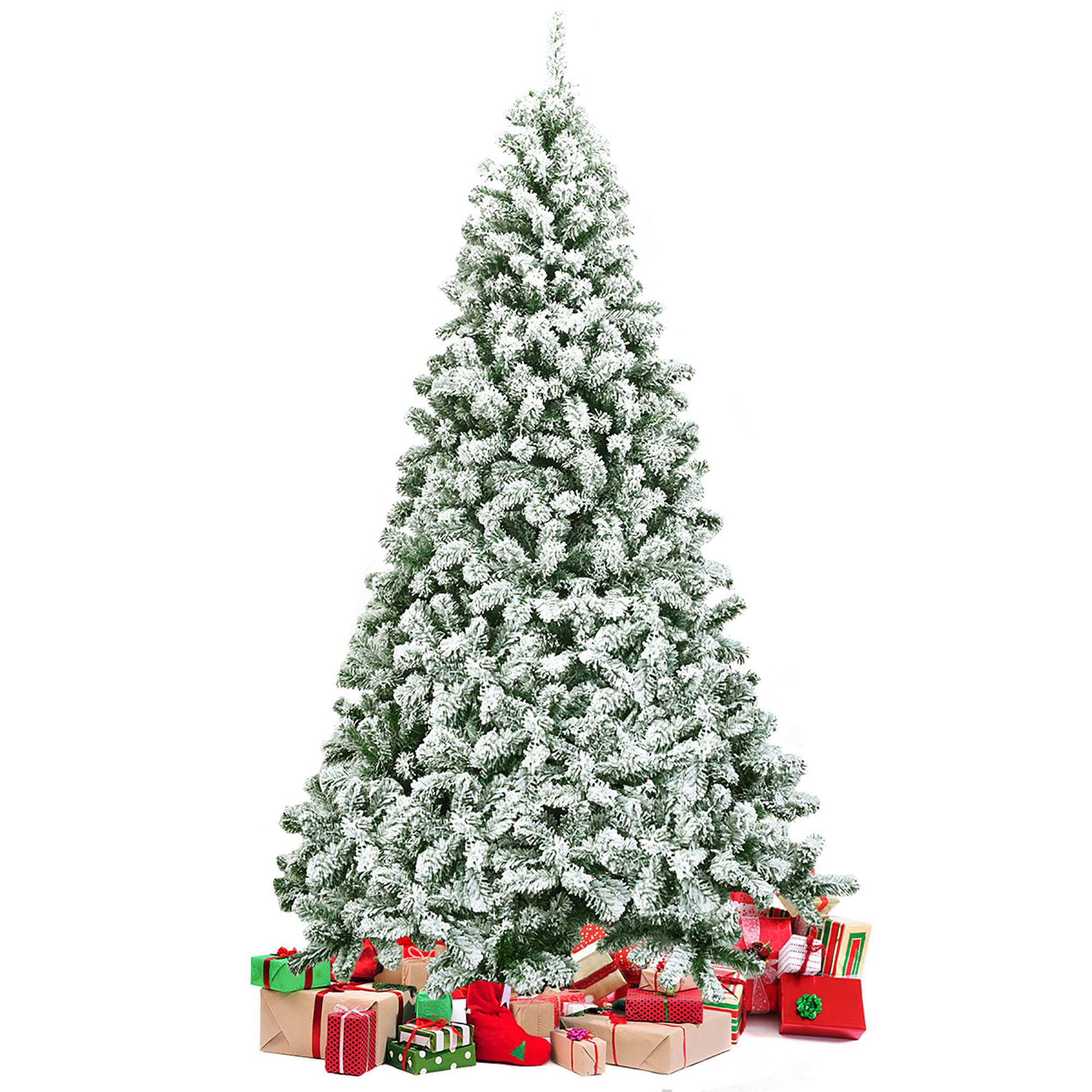 Alt View 19. Costway - 7.5FT Snow Flocked Artificial Christmas Tree Hinged w/1346 Tip and Foldable Base - Green/White.
