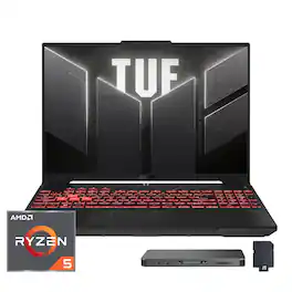 ASUS - TUF Gaming A16 16" Laptop,Ryzen 7 7445HS,NVIDIA GeForce RTX 4050,16GB DDR5,1TB SSD+1TB Dock Set,Win 11 Pro - Gray