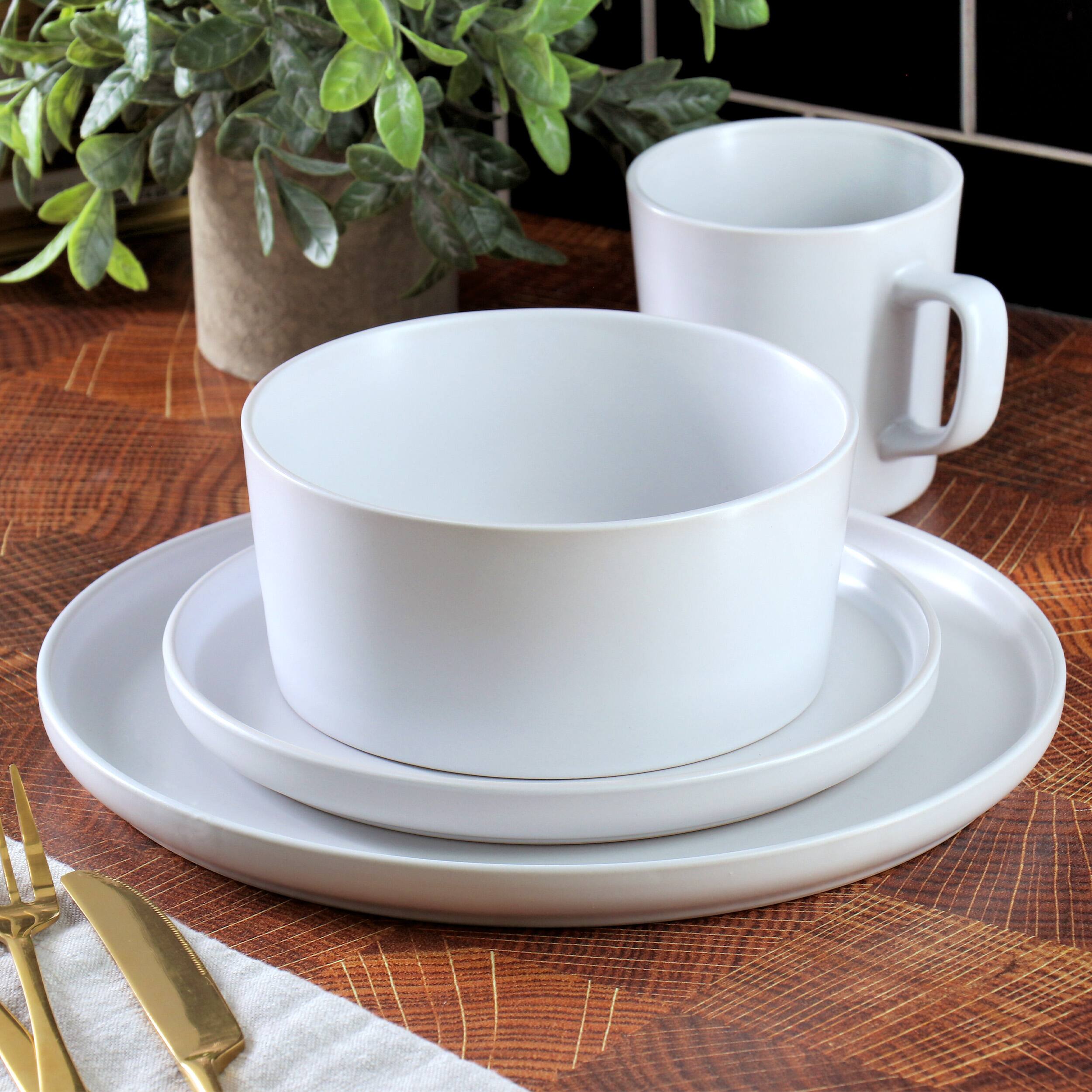 Alt View 8. Elama - Elama Luxmatte White 16 Piece Dinnerware Set - White.