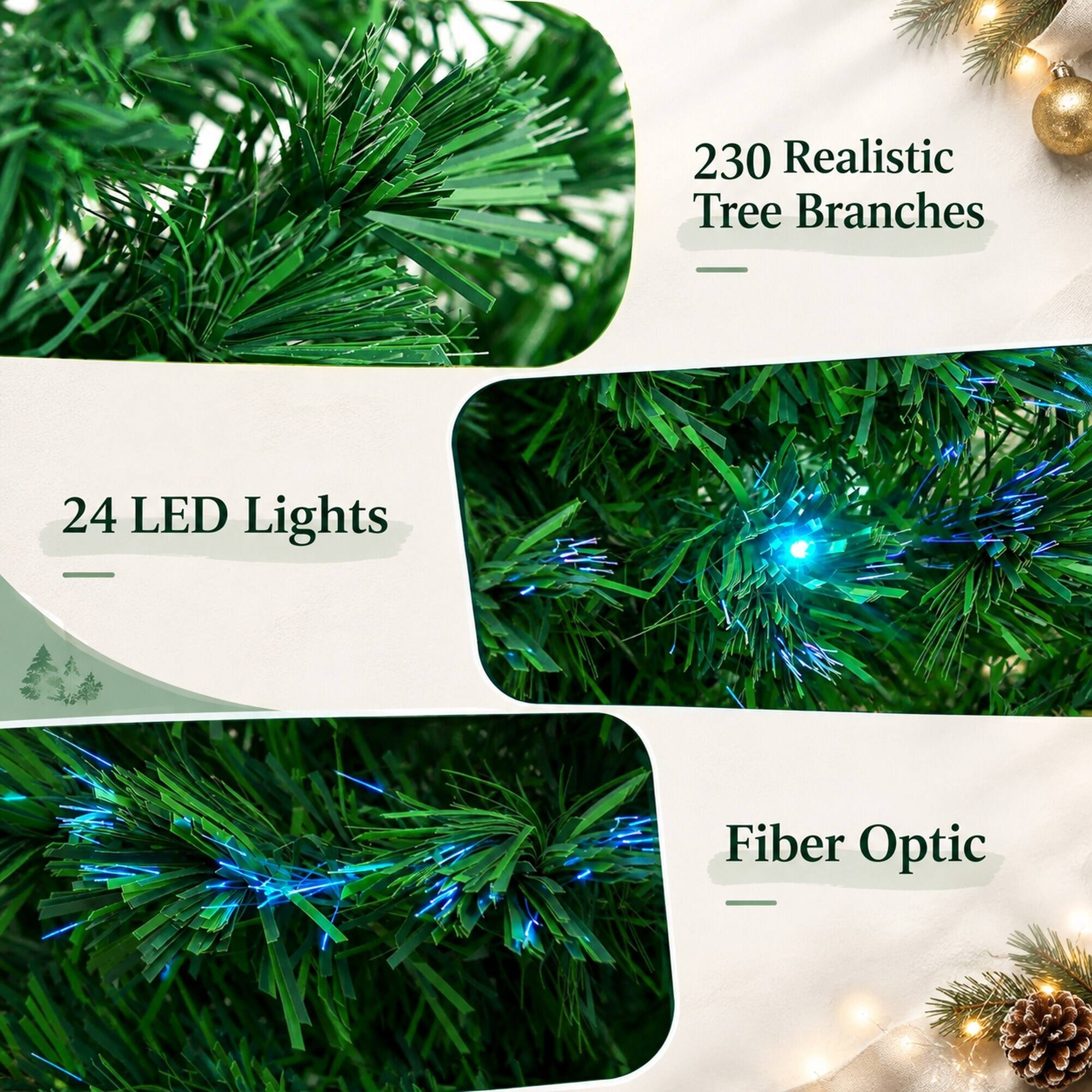 230 Realistic Tree Branches  
24 LED Lights  
Fiber Optic