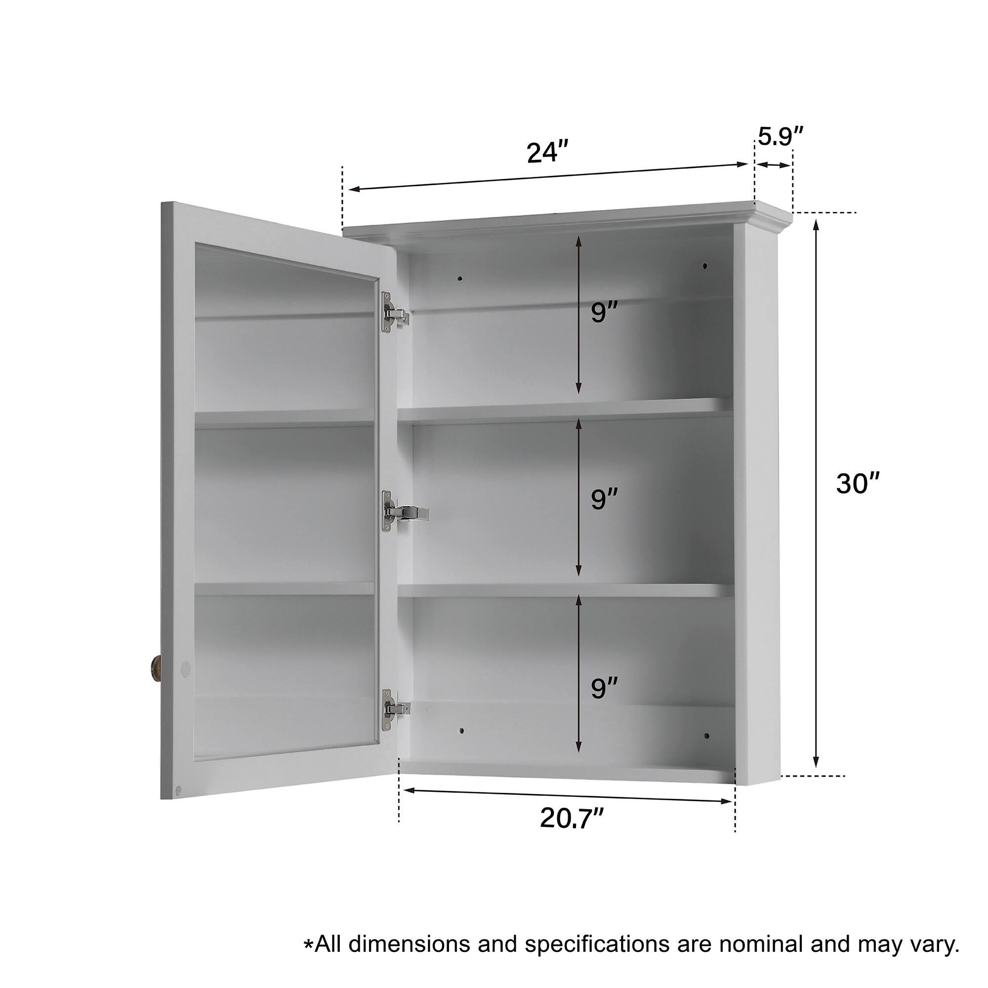 24" x 5.9" x 9" x 9" x 30" x 9" x 20.7"  
*All dimensions and specifications are nominal and may vary.