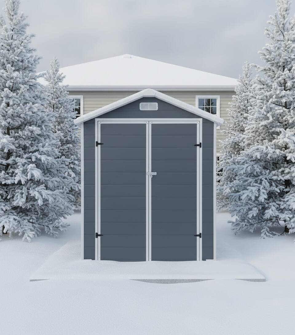 Alt View 6. Loheer - Loheer 6x4 Plastic Storage Shed with Floor and Lockable Door Gray Waterproof Resin Backyard Shed.
