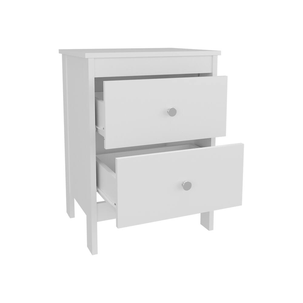 Alt View 1. Tiramisubest - White Nightstand with Smooth-Glide Drawers for Bedroom or Office - White.