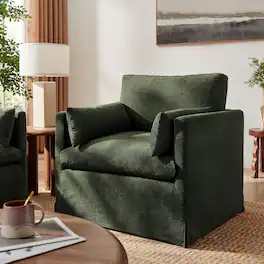 Wellfleet Slipcovered Linen-Blend Armchair by Modway - Sage