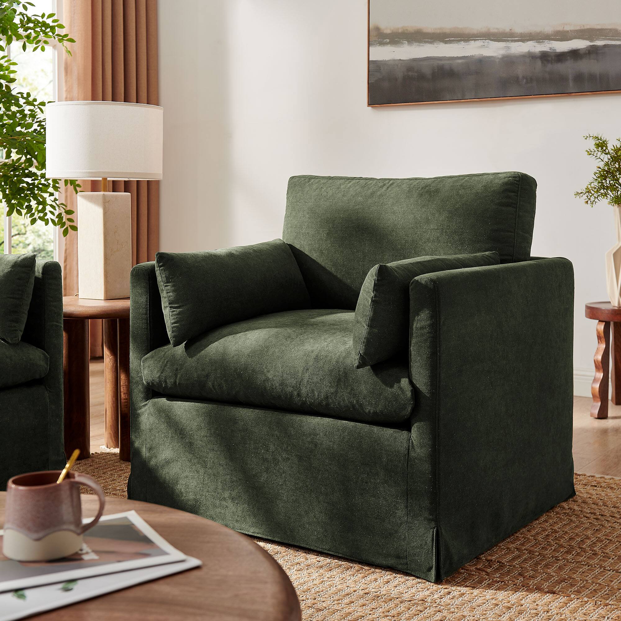 Front. Modway - Wellfleet Slipcovered Linen-Blend Armchair by Modway - Sage.