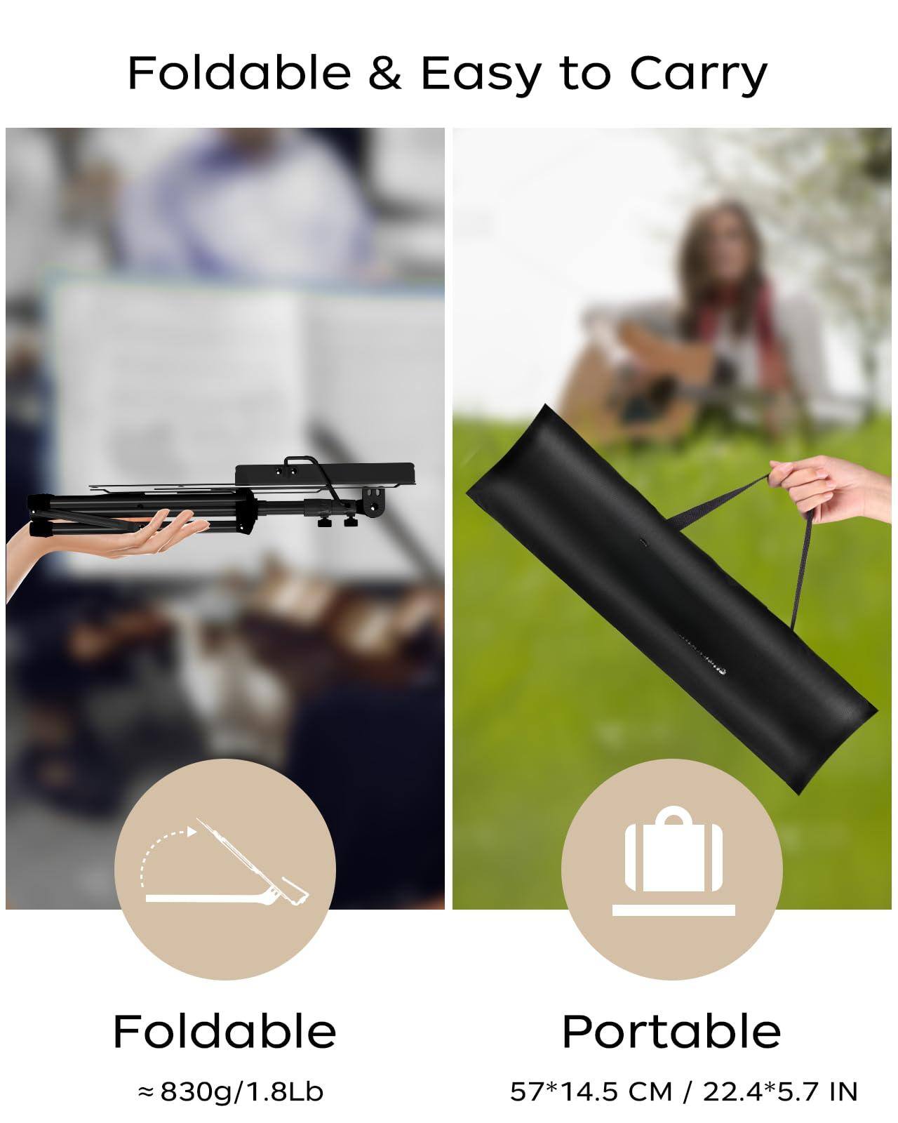 Foldable & Easy to Carry

Foldable
≈ 830g/1.8Lb

Portable
57*14.5 CM / 22.4*5.7 IN