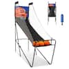 Front. Costway - Foldable Single Shot Basketball Arcade Game W/Electronic Scorer 3 Basketballs - Black.