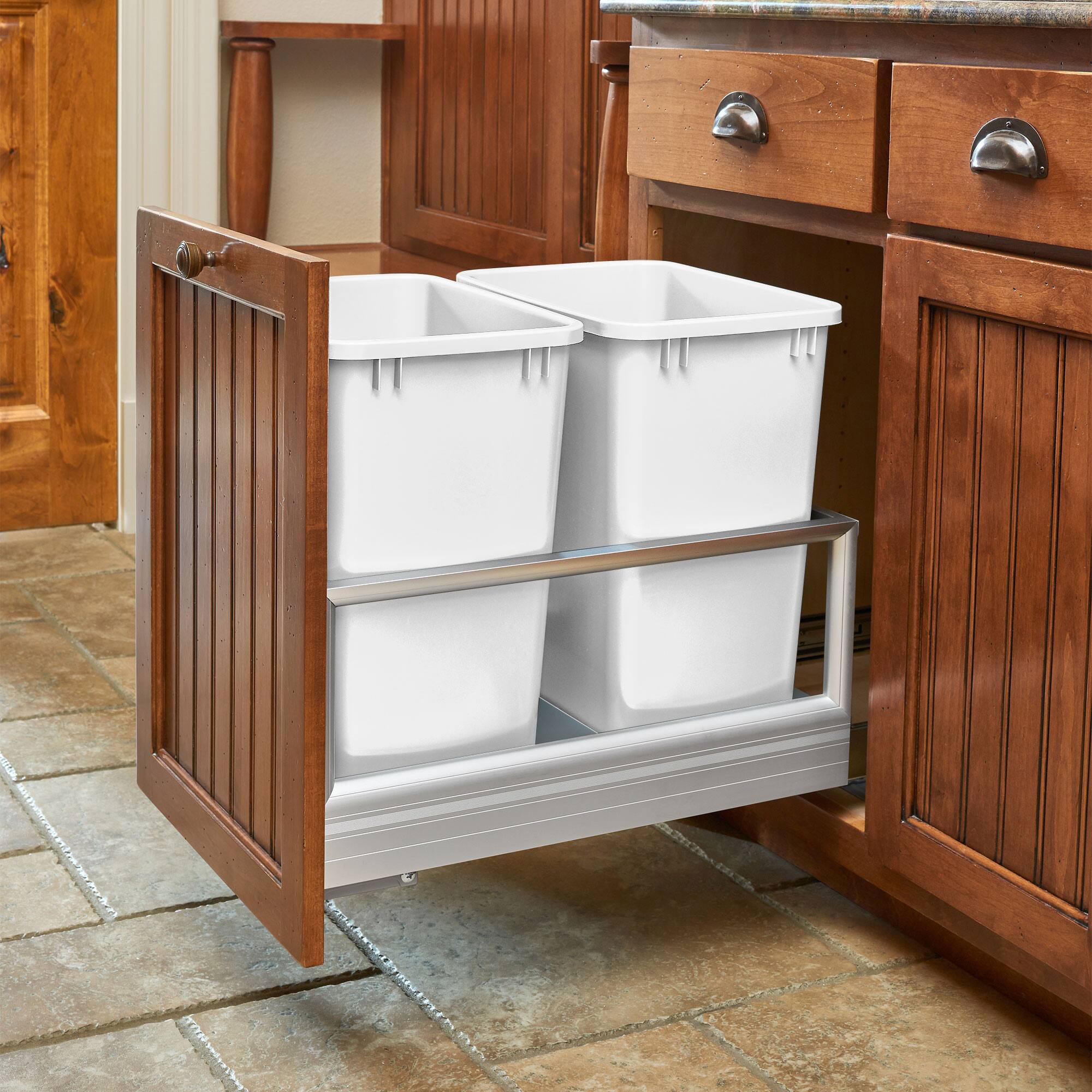 Alt View 7. Rev-A-Shelf - Rev-A-Shelf Polymer Replacement 27 qt. Trash Bin, White, 2 Pack, RV-1024-11-2 - White.