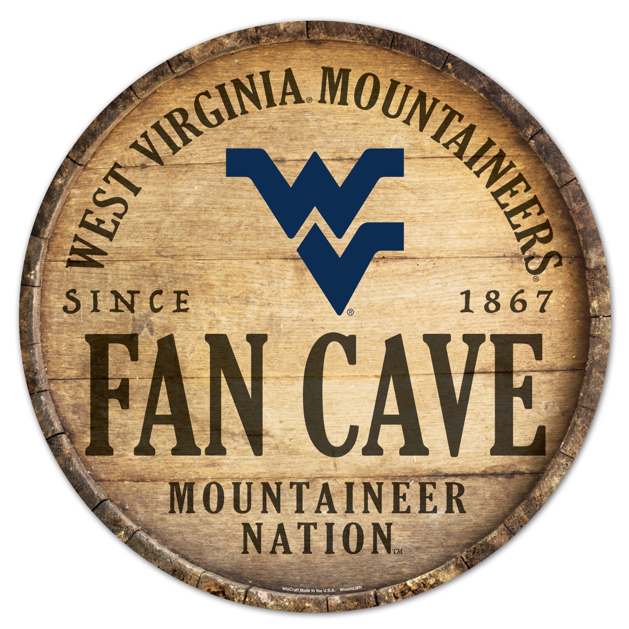 West Virginia Mountaineers 14'' Circular Wood Sign