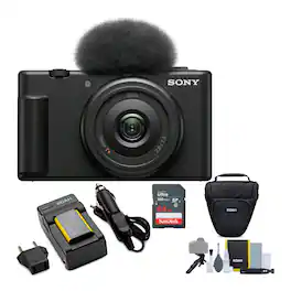 Sony - ZV-1F Vlog Camera for Content Creators and Vloggers (Black) Bundle