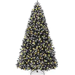 Best Choice Products - Artificial Frosted Christmas Tree, 6ft Premium Pre-Lit Spruce Design, Dense Branches Black Spruce - Black Spruce - Frosted