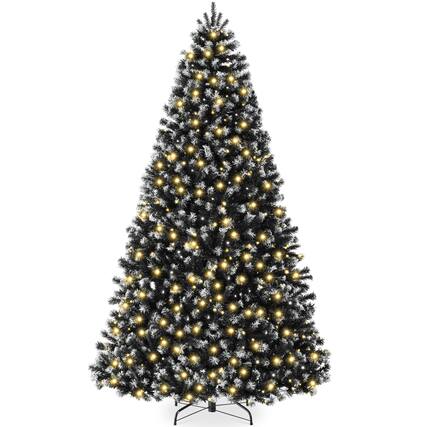 Front. Best Choice Products - Best Choice Products Artificial Frosted Christmas Tree, 6ft Premium Pre-Lit Spruce Design, Dense Branches Black Spruce - Black Spruce - Frosted.