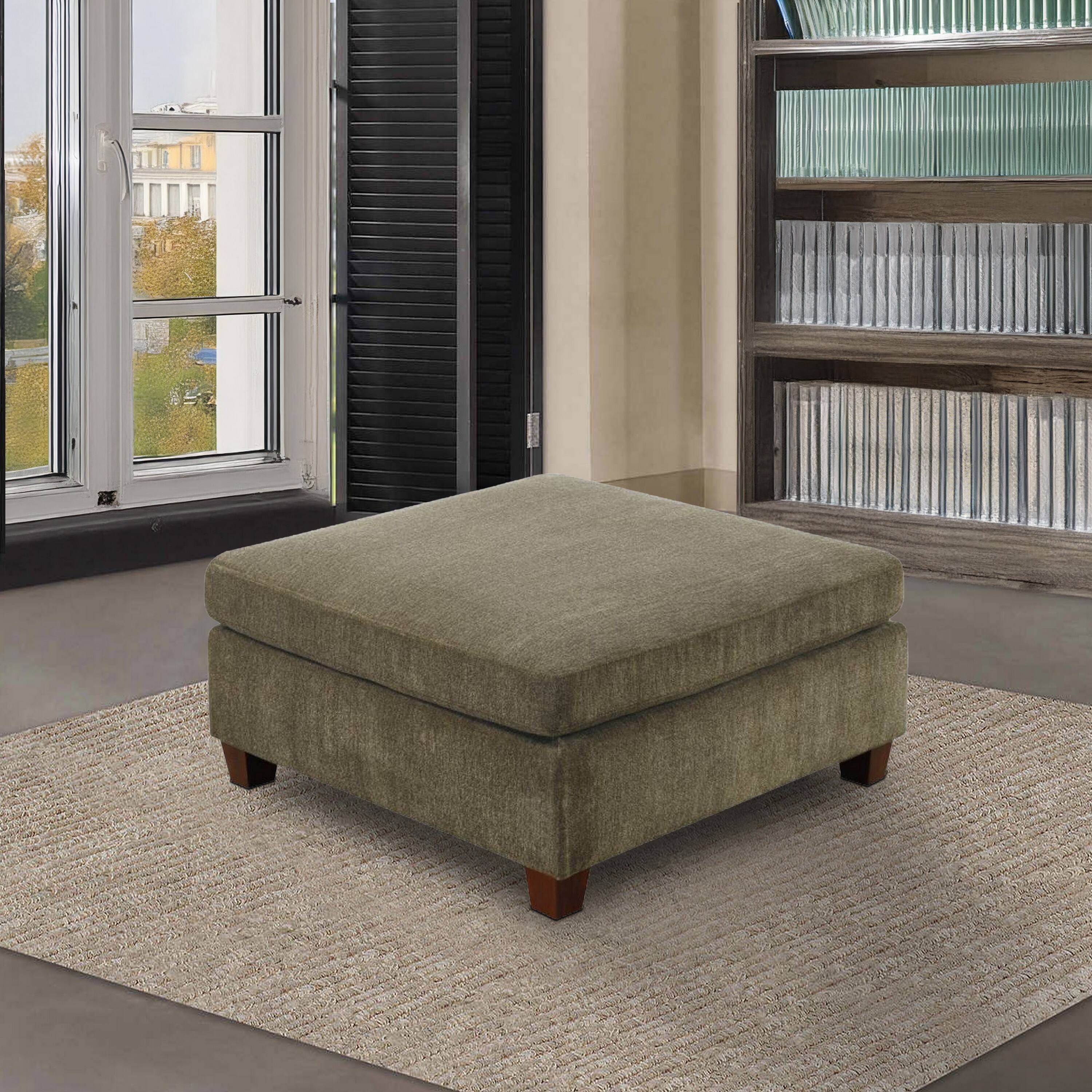 Alt View 5. Manhattan Lane - 37 Inches Fabric Upholstered Wooden Ottoman - Brown.