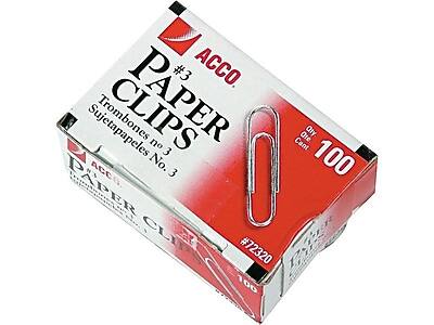 #3 ACCO Paper Clips  
Trombones no 3  
Sujetapapeles No. 3  
Qty 100  
#72320