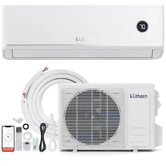 Lithzen - 12000 BTU Mini Split Air Conditioner & Heater, 208/230V 18.2 SEER2 Wifi Enabled - White